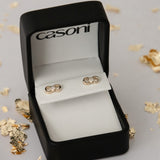 Halo Hearts Stud Earrings | Gold & Diamond Heart Earrings | By Casoni