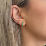 9ct Natural Emerald Gemstone Huggie Earrings