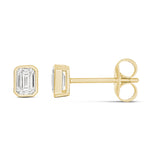9ct Bezel Set Lab Grown Emerald Earrings