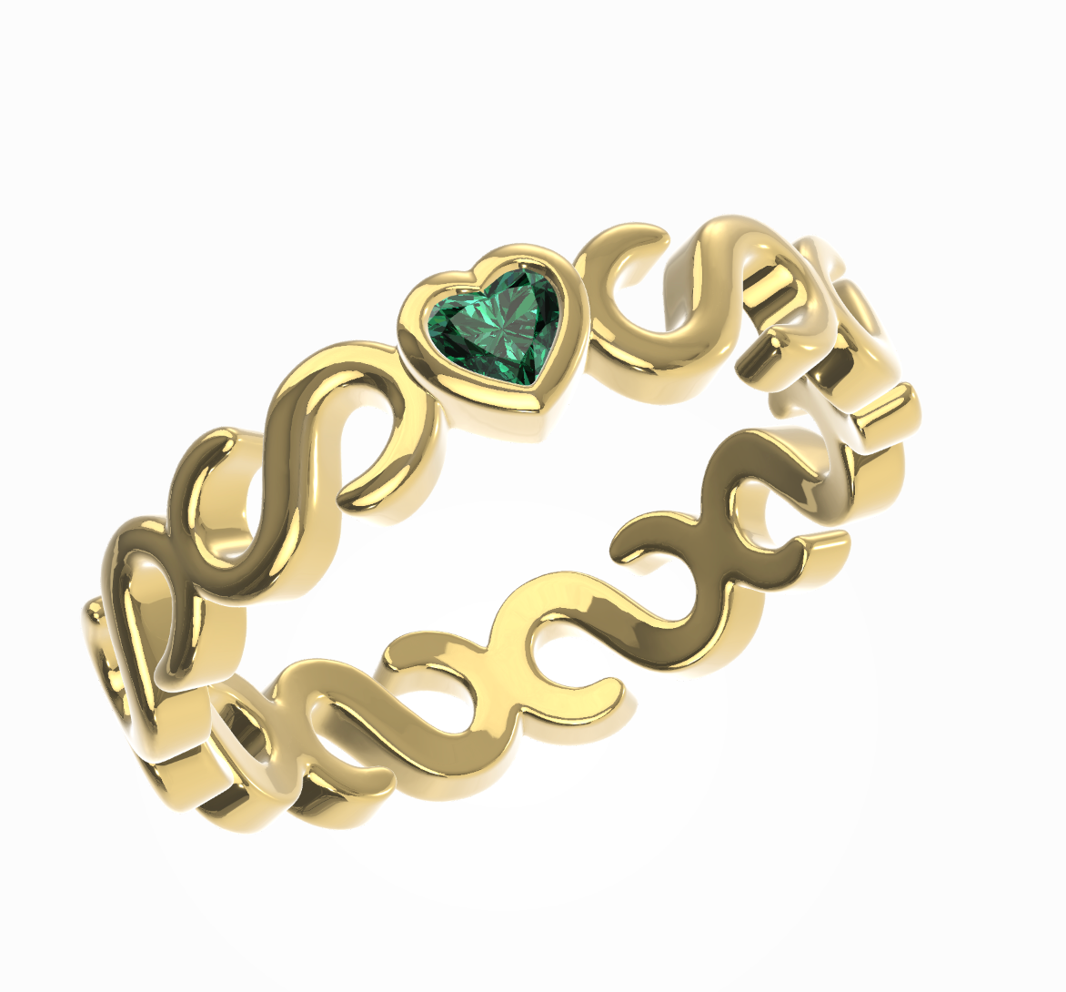 Personalised Connected Hearts Ring with birthstones for children