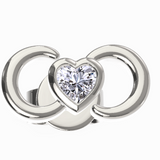 White Gold Stud Earrings Render Heart Diamond