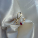 18ct Lola Initial Ring with Gemstone + Natural Diamond